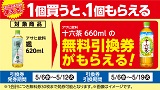 アサヒ飲料「十六茶」がもらえる！おトクなレシートクーポン　5月６日(水)から５月12日(火)まで