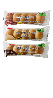 ミニ小倉パン ミニクリームパン ミニチョコクリームパン 本体価格 各120円（税込各130円）