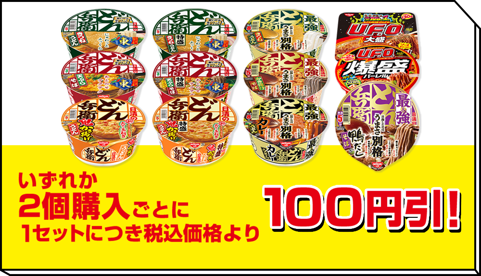 いずれか2個購入ごとに1セットにつき税込価格より100円引!