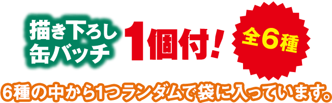 描き下ろし缶バッジ1個付！ 全6種 6種の中から1つランダムで袋に入っています。